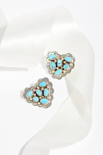 Turquoise Cluster Heart Stud Earrings By Navajo Arts & Crafts Enterprise At Free People